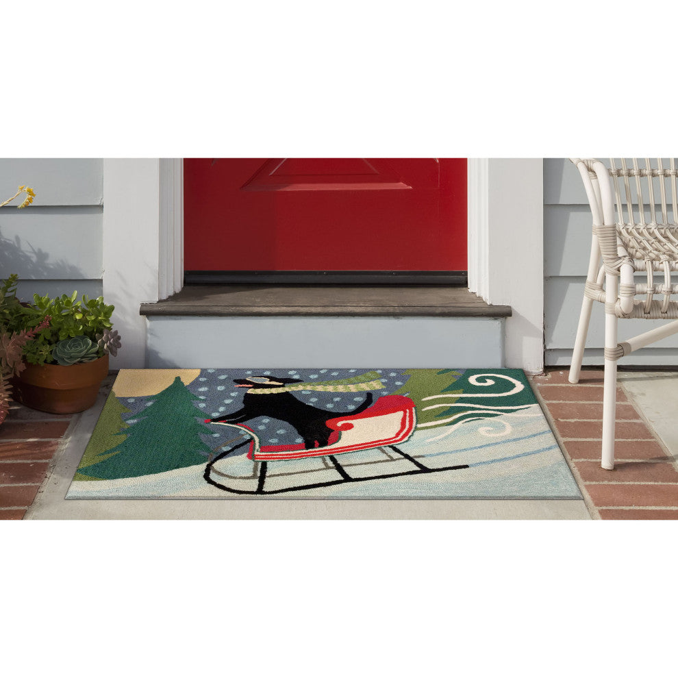 Frontporch Sledding Dog Indoor/Outdoor Rug Multi 2'6x4'
