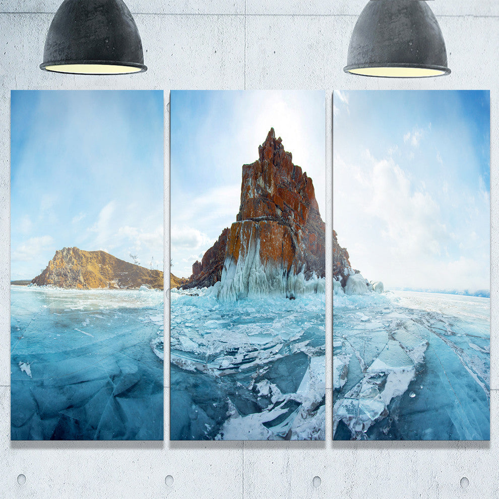 "Ice and Rocks of Lake Baikal" Metal Wall Art, 3 Panels, 36"x28"