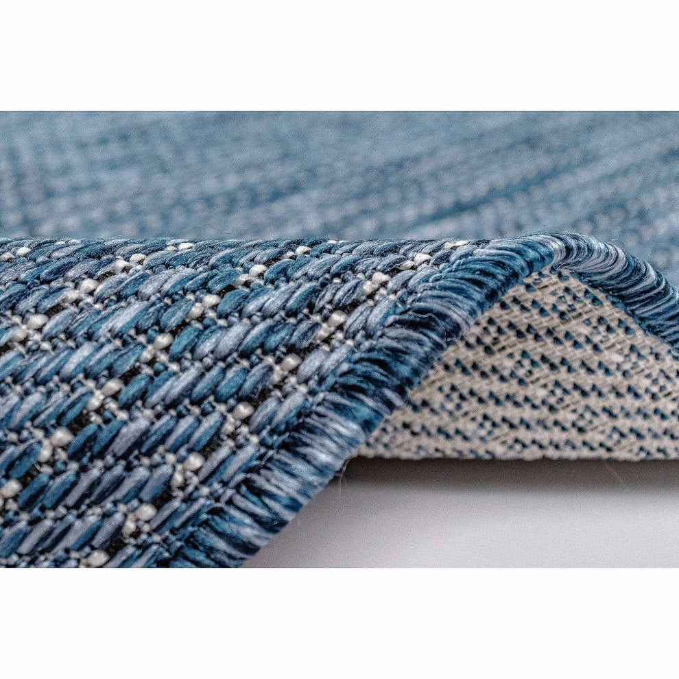 Carmel Texture Stripe Indoor/Outdoor Rug, Navy, 1'11"x7'6" Runner