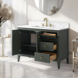 Vanity Art Freestanding Vanity, Vintage Green, 42", Single Sink, Golden Brushed