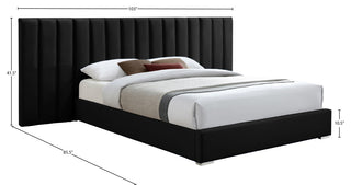 Pablo Velvet Upholstered Bed, Black, Queen