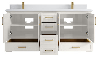 Boston 72" Double Sink Bath Vanity in Alabaster 1.5" White Quartz