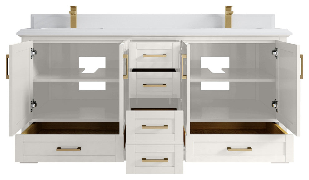 Boston 72" Double Sink Bath Vanity in Alabaster 1.5" White Quartz