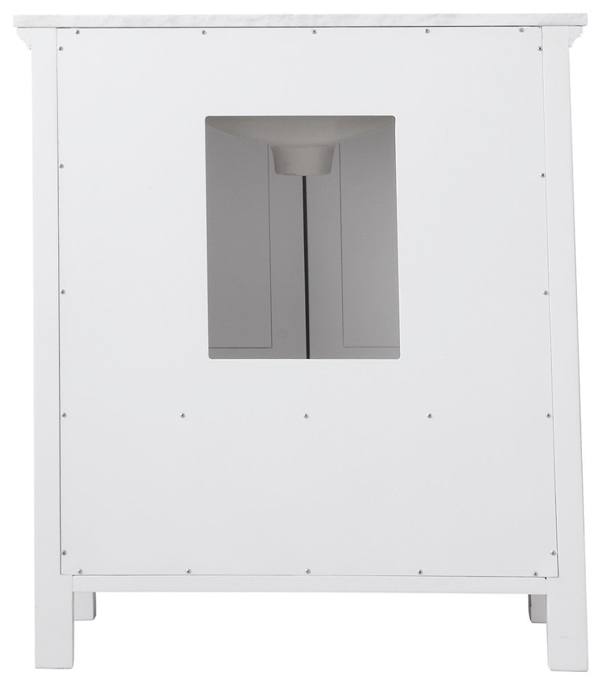 Isla White White Bathroom Vanity Set, 30", Without Mirror