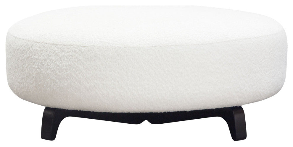 Vesper Round Ottoman, White