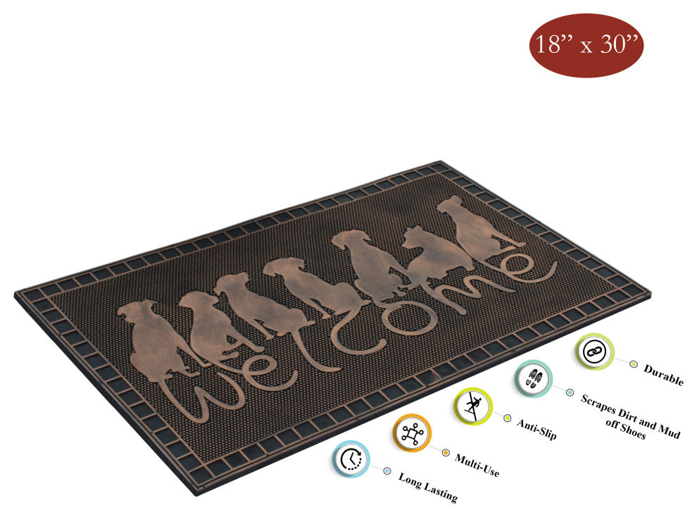 A1HC Dogs Tails Welcome Rubber Pin Mat, Beautifully Copper Finished 18"x30"