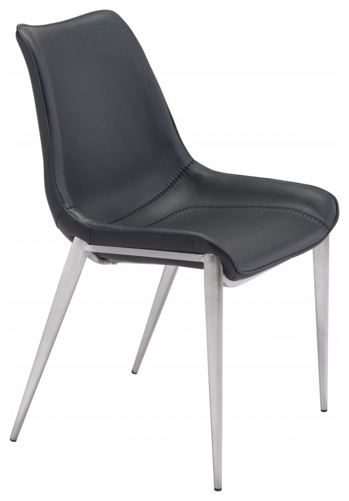 Stich White Faux Leather Side or Dining Chairs Set of 2 Chairs