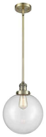 X-Large Beacon 1-Light Mini Pendant, Antique Brass, Clear