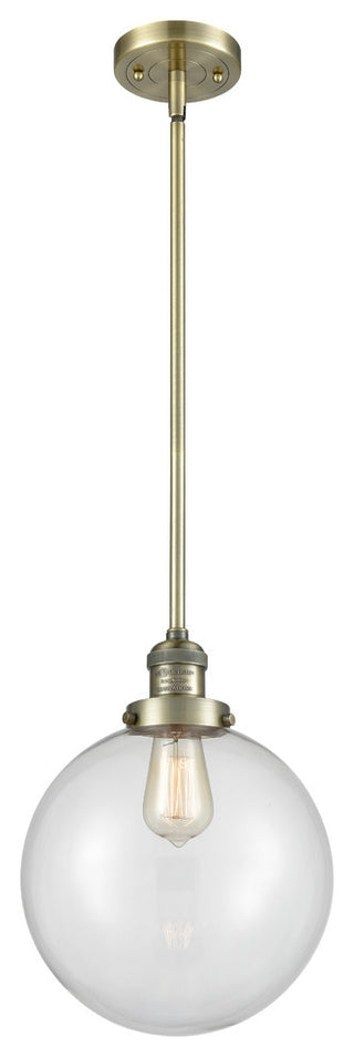 X-Large Beacon 1-Light Mini Pendant, Antique Brass, Clear