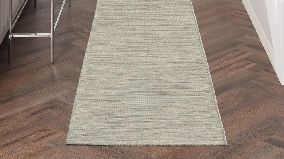 Nourison Positano Contemporary Area Rug, Light Gray, 2'2"x10' Runner