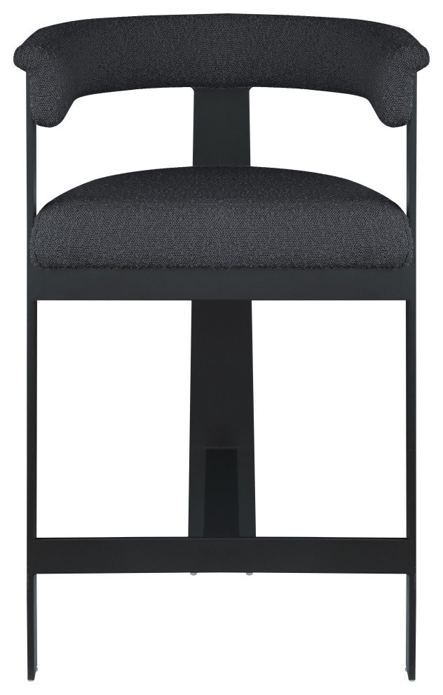 Romeo Upholstered Counter Stool, Set of 2, Black, Vegan Leather, Matte Black