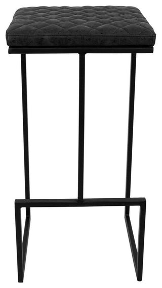 LeisureMod Quincy Quilted Stitched Leather Bar Stools With Metal Frame