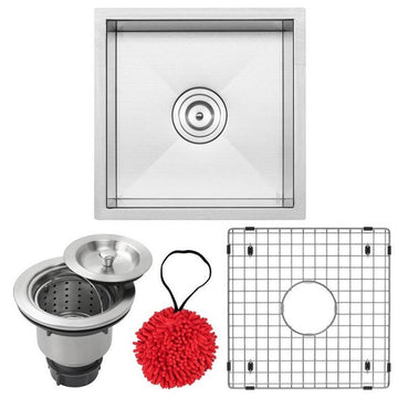 16" Zero Radius Undermount 16-Gauge Stainless Steel Kitchen and Bar Sink, Sink W