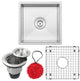 16" Zero Radius Undermount 16-Gauge Stainless Steel Kitchen and Bar Sink, Sink W