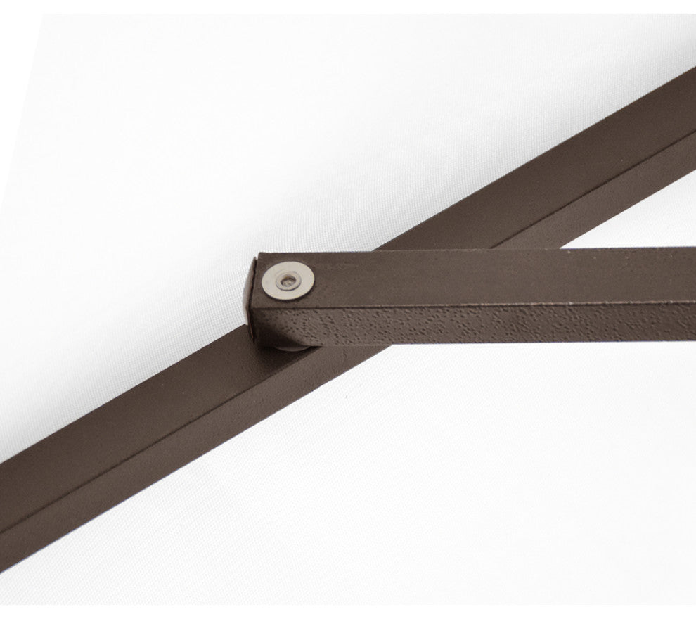 9' Bronze Collar Tilt Crank Lift Aluminum Umbrella, Sunbrella, Teak