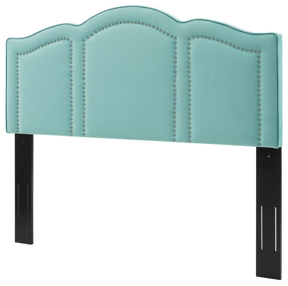 Headboard, King Size, Velvet, Blue, Modern Contemporary, Bedroom Master Suite