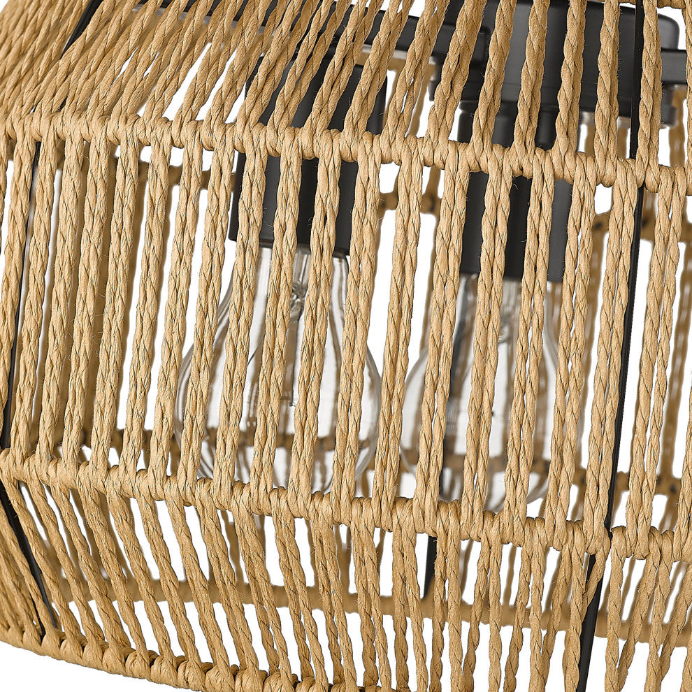 Golden Lighting 6076-SF NR Marlee 3 Light 14"W Semi-Flush Drum - Matte Black /