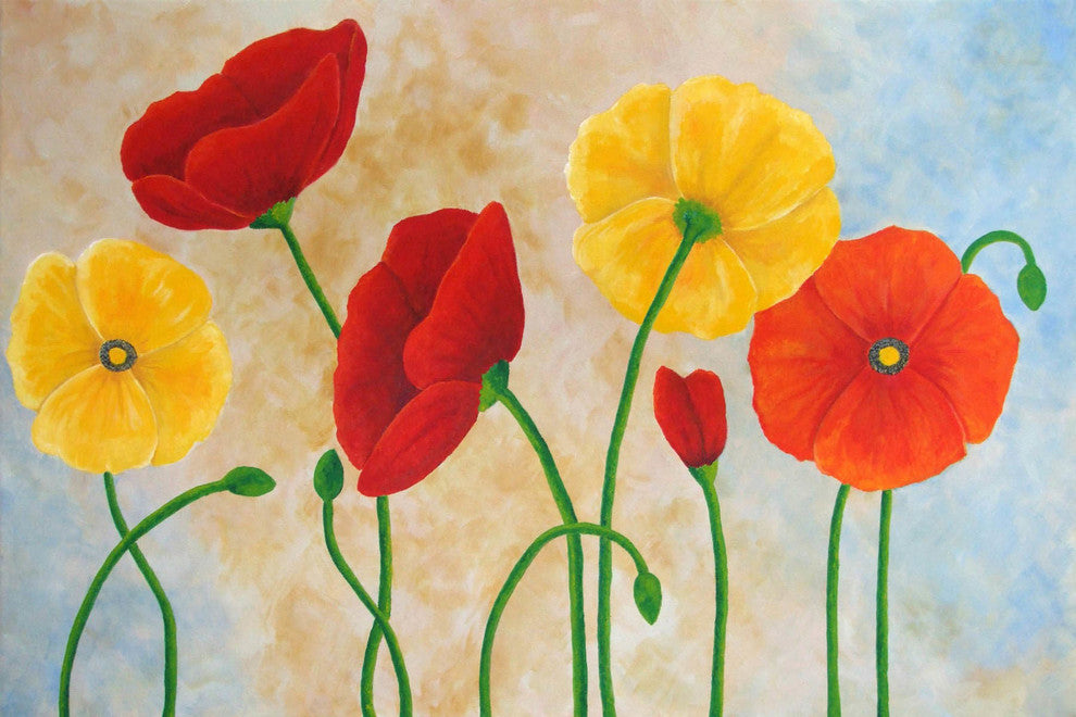 Marmont Hill, "Poppies" by Nicola Joyner Painting Print on Wrapped Canvas, 36x24