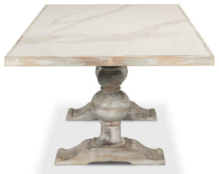 Small 81" Trestle Dining Table Gray Gloss Top