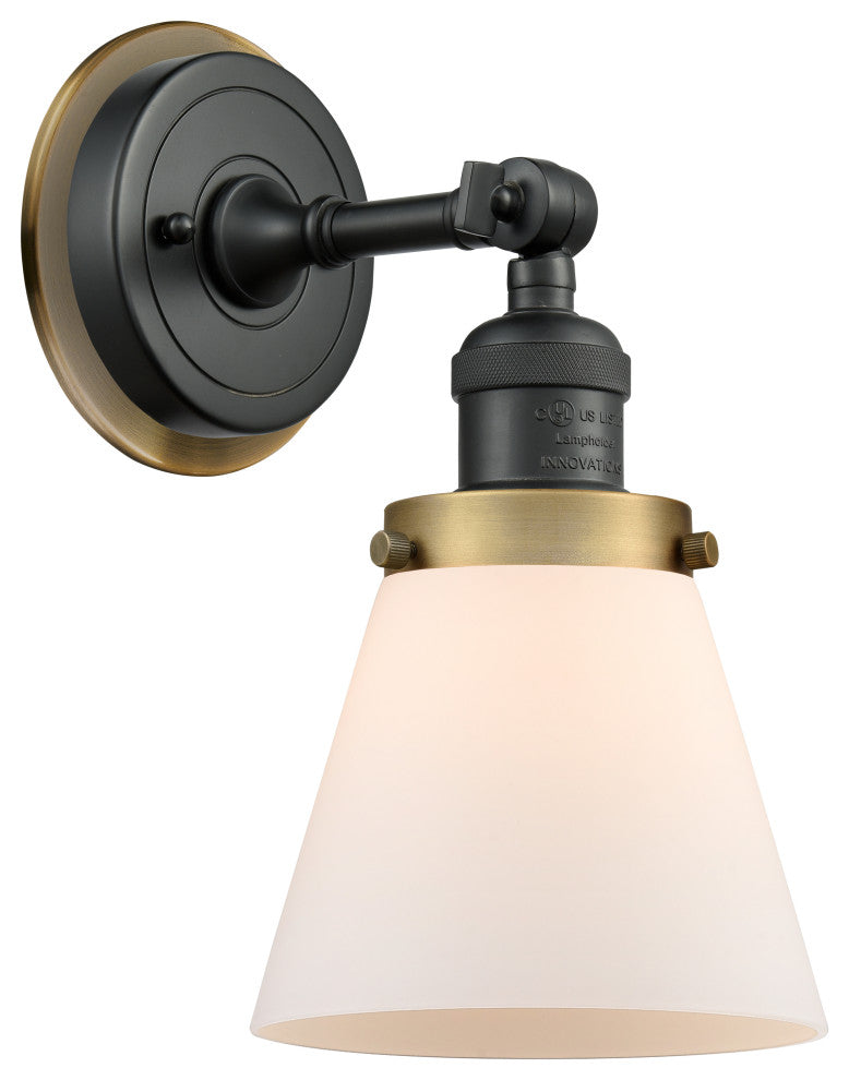 INNOVATIONS LIGHTING 203BK-BPBB-HRBB-G61 Small Cone 1 Light Mixed Metals Sconce