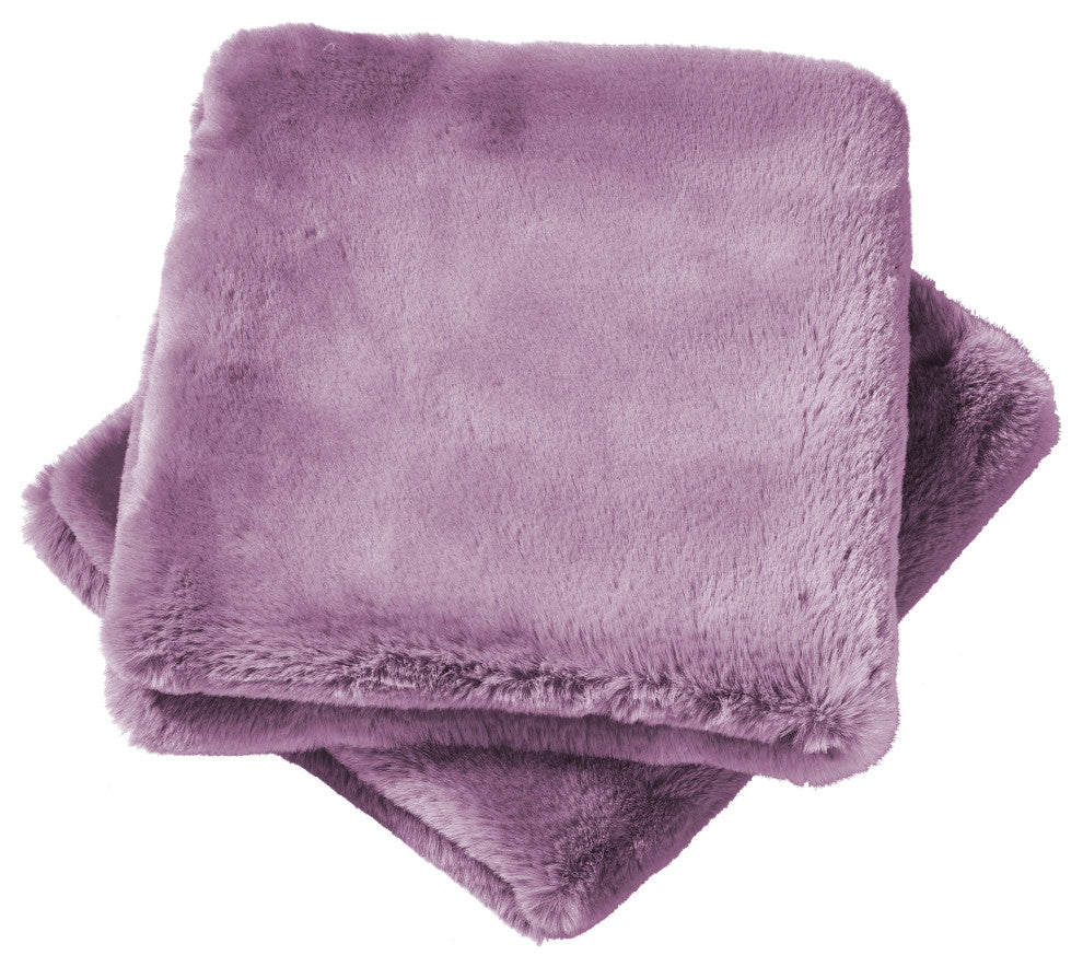 Heavy Faux Fur Throw Pillow Covers 2pcs Set, Wood Rose, 26''x26''