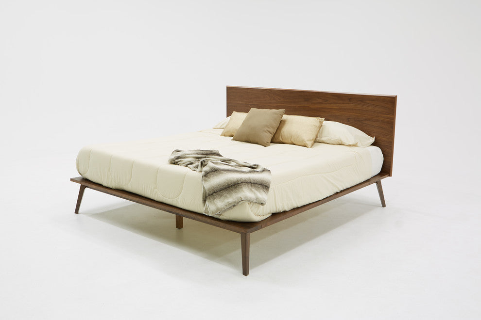Modrest Carmen Mid-Century Modern Walnut Bed, Eastern King