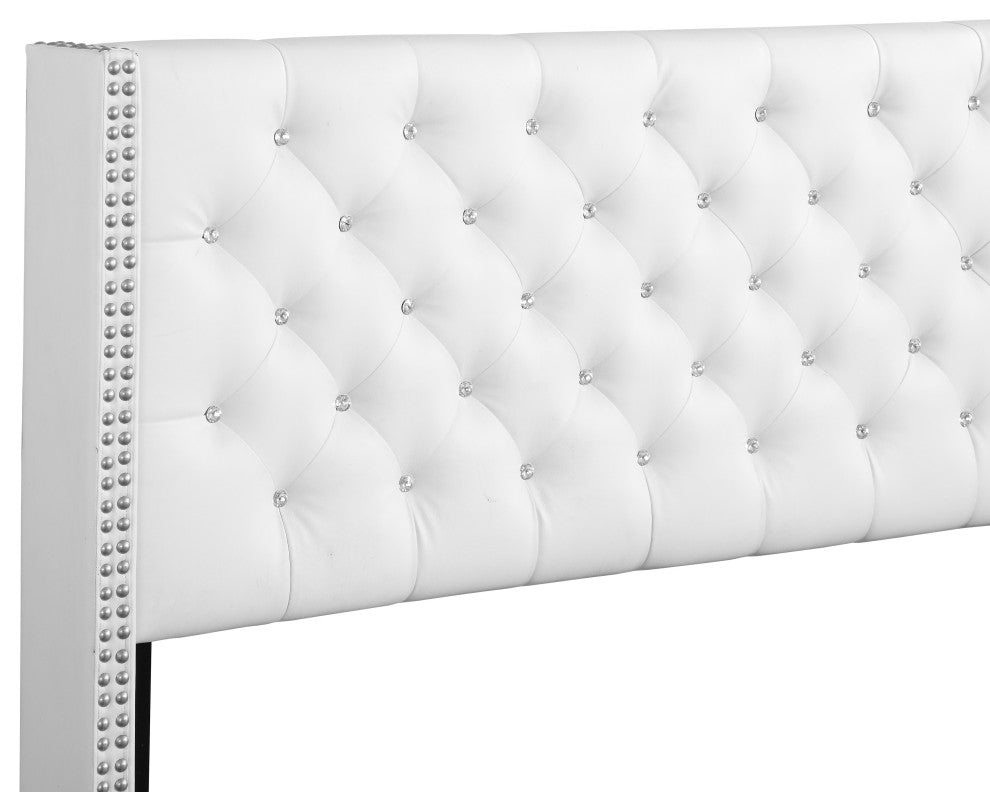 Mina Upholstered Faux Leather Bed, White, King