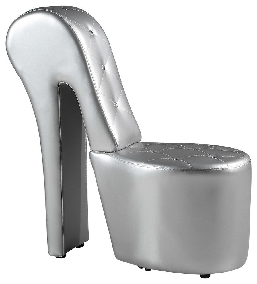 High Heel Crystal Studs Shoe Chair, Silver