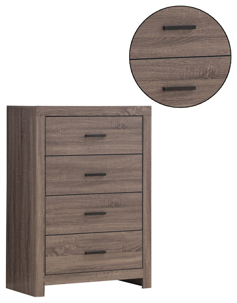 4 Drawers Wooden Chest, Barrel Oak