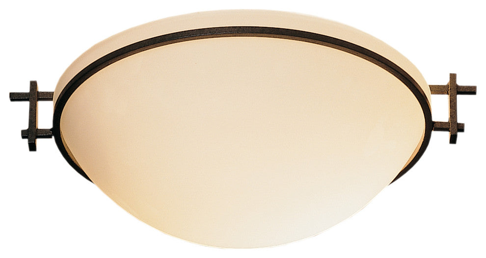 Moonband Semi-Flush, Natural Iron Finish, Opal Glass