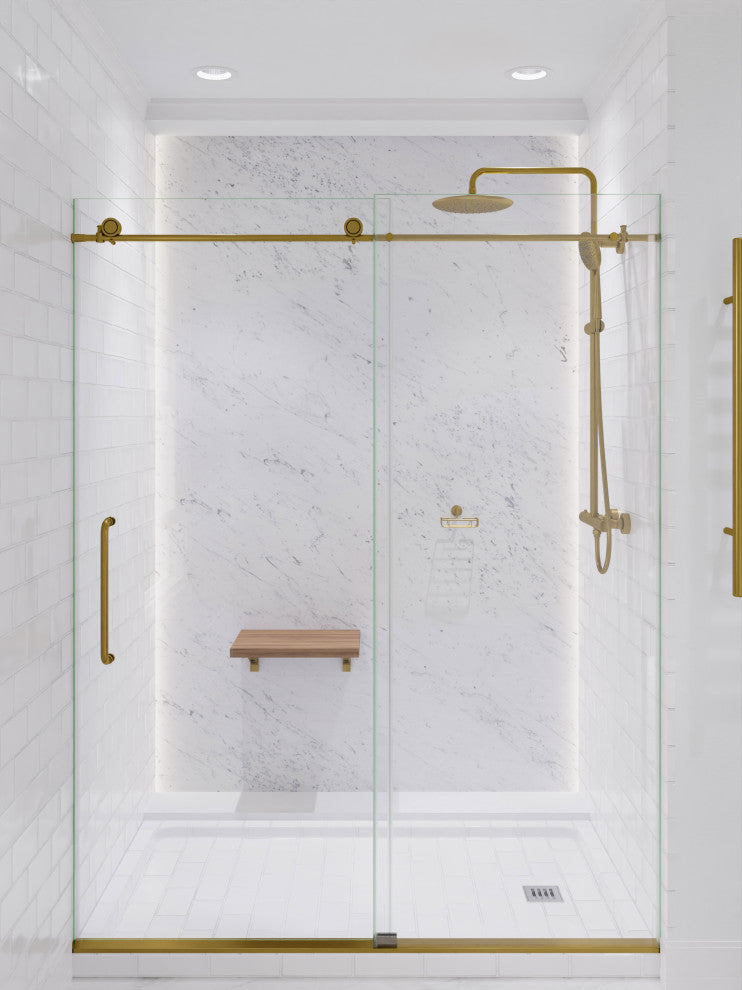 Heavy Rainfall Stainless Steel Shower Bar with Hand Sprayer, Brushed Gold