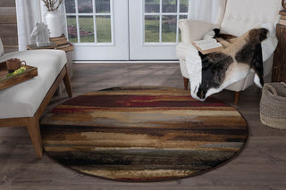 Dakota Contemporary Abstract Area Rug, Multi-Color, 7'10'' Round