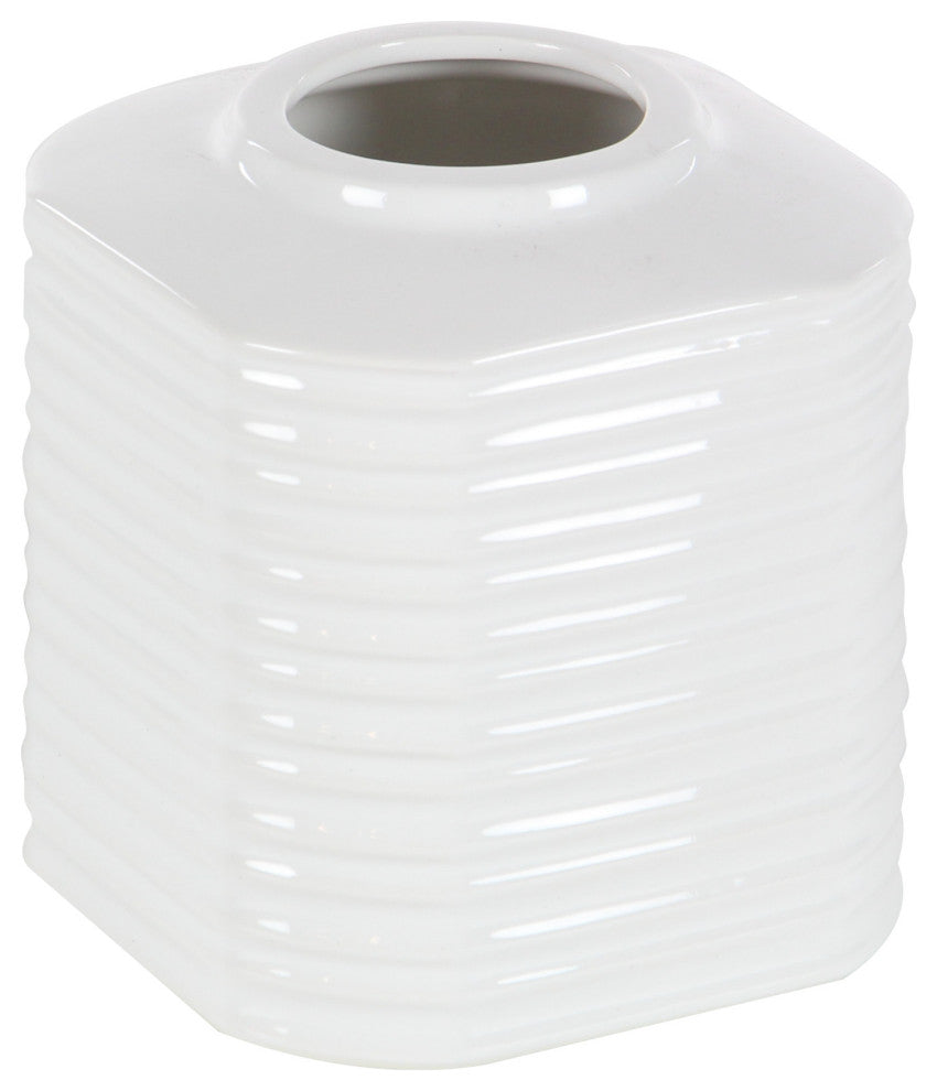 Set of 3 Contemporary 5" Ribbed Octagonal Ceramic Vases