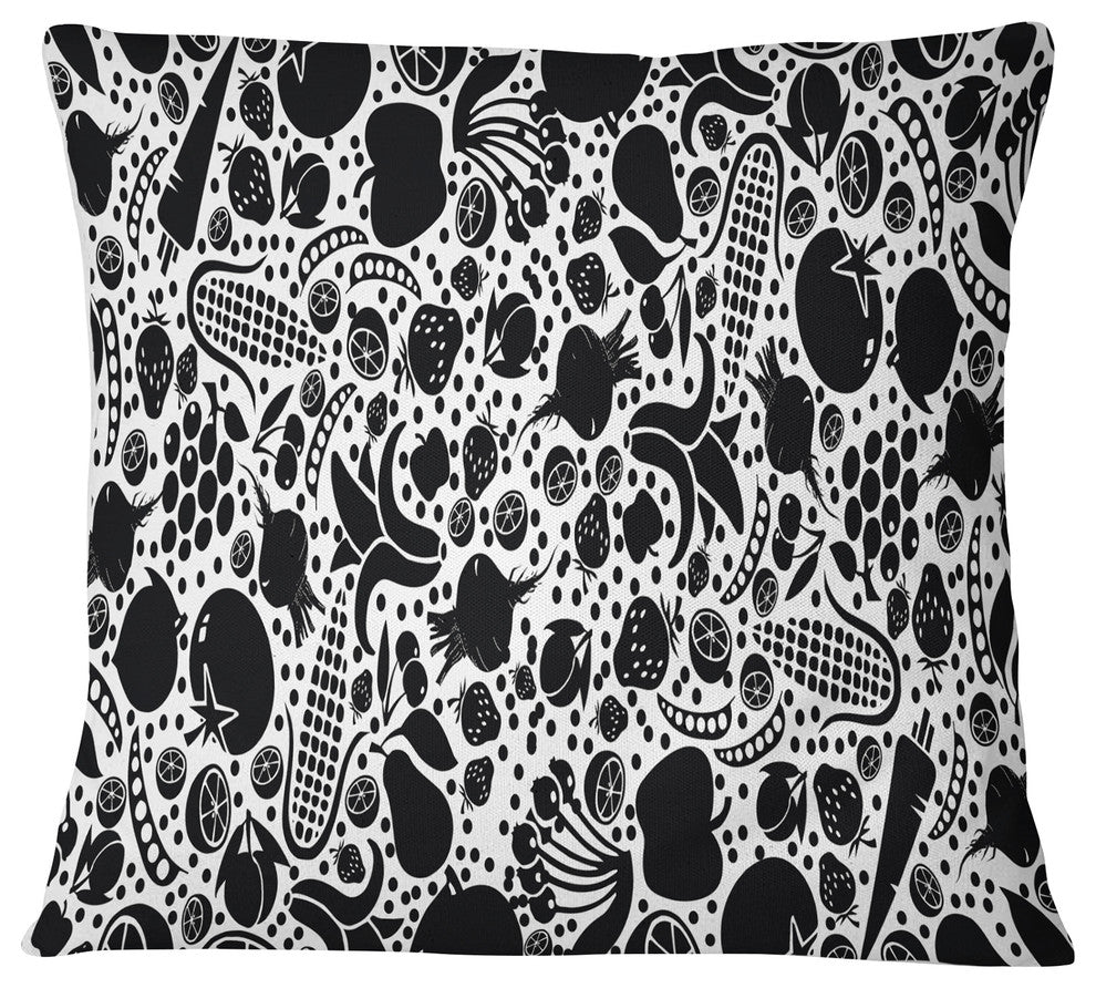 Fruits and Vegetables Pattern Floral Throw Pillow, 18"x18"