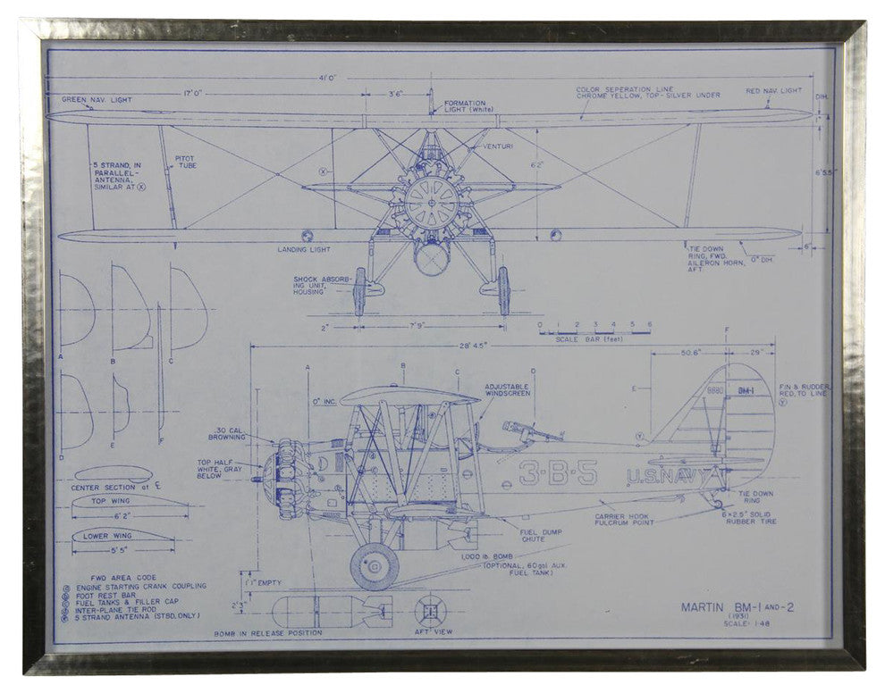 Airplane Blueprint, Silver Shadowbox