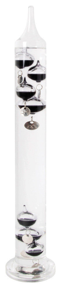 Galileo Thermometer, Clear Glass, Black, Medium