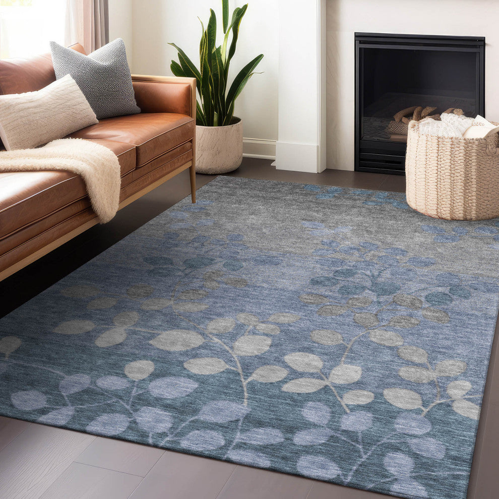 Machine Washable Indoor/Outdoor Chantille ACN1900 Denim 8' x 10' Rug