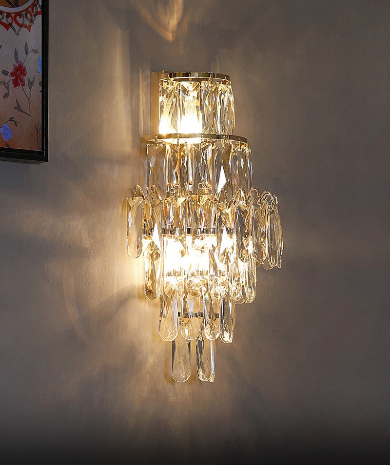 Coslada | Gold/chrome crystal wall sconce, Warm Light