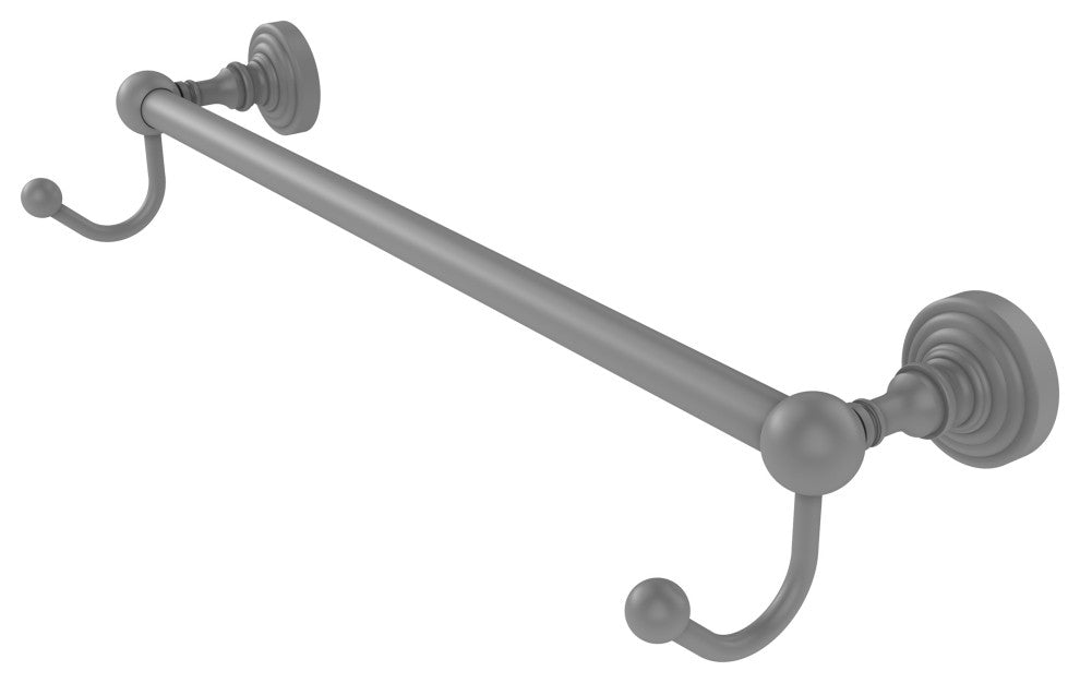 Waverly Place 30" Towel Bar and Integrated Hooks, Matte Gray