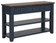 TATEUS 48" Solid Pine Wood Console Table with Storage Drawers, Blue