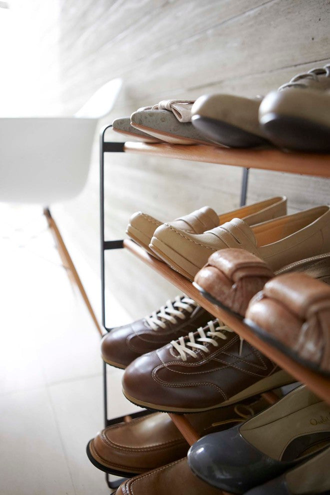 Plain Low-Profile Shoe Rack, Black