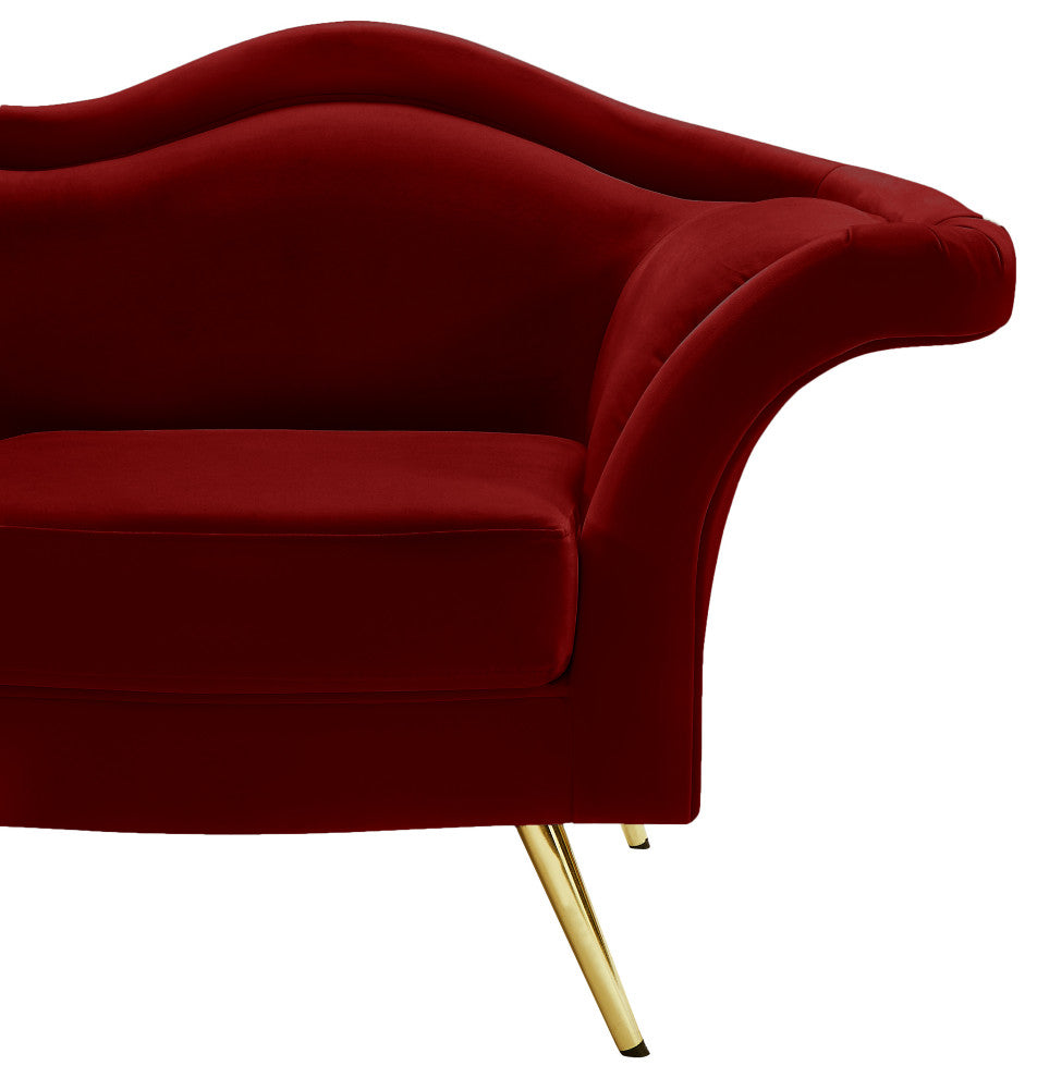 Lips Velvet Upholstered Loveseat, Red