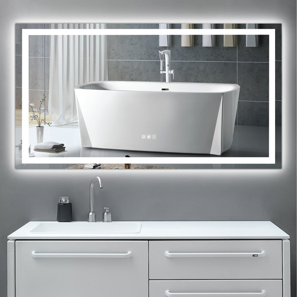 60" x 32" Rectangular Frameless Dimmable Wall Mounted LED Bathroom Vanity Mirror