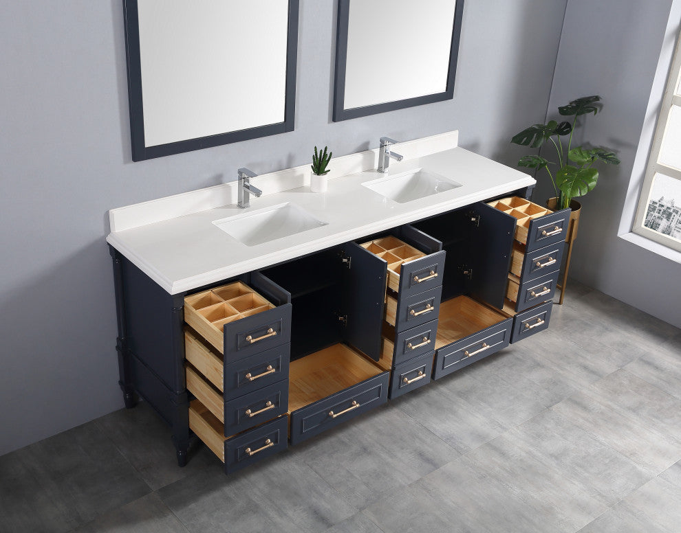 Aberdeen Bathroom Vanity, Hale Navy Blue, 84", Cabinet Only