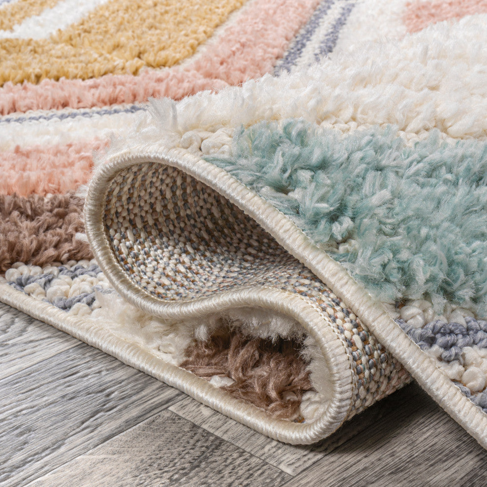 Elin Chevron High-Low Multi/Cream 2'x8' Runner Rug