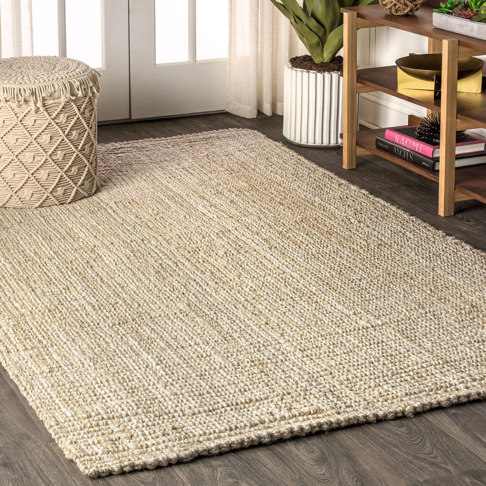 Hiro Hand Woven Chunky Jute Ivory 3' x 5' Area Rug