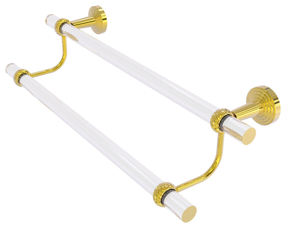 Pacific Beach 30" Double Towel Bar with Twisted Accents, Polished Brass