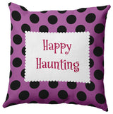 Happy Haunting Dots Accent Pillow, Orchid, 18"x18"