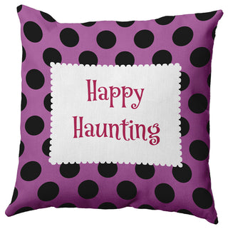 Happy Haunting Dots Accent Pillow, Orchid, 18"x18"