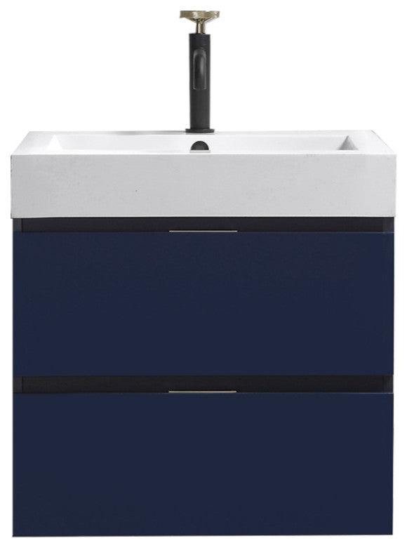Bliss 24" Wall Mount Bathroom Vanity, Blue